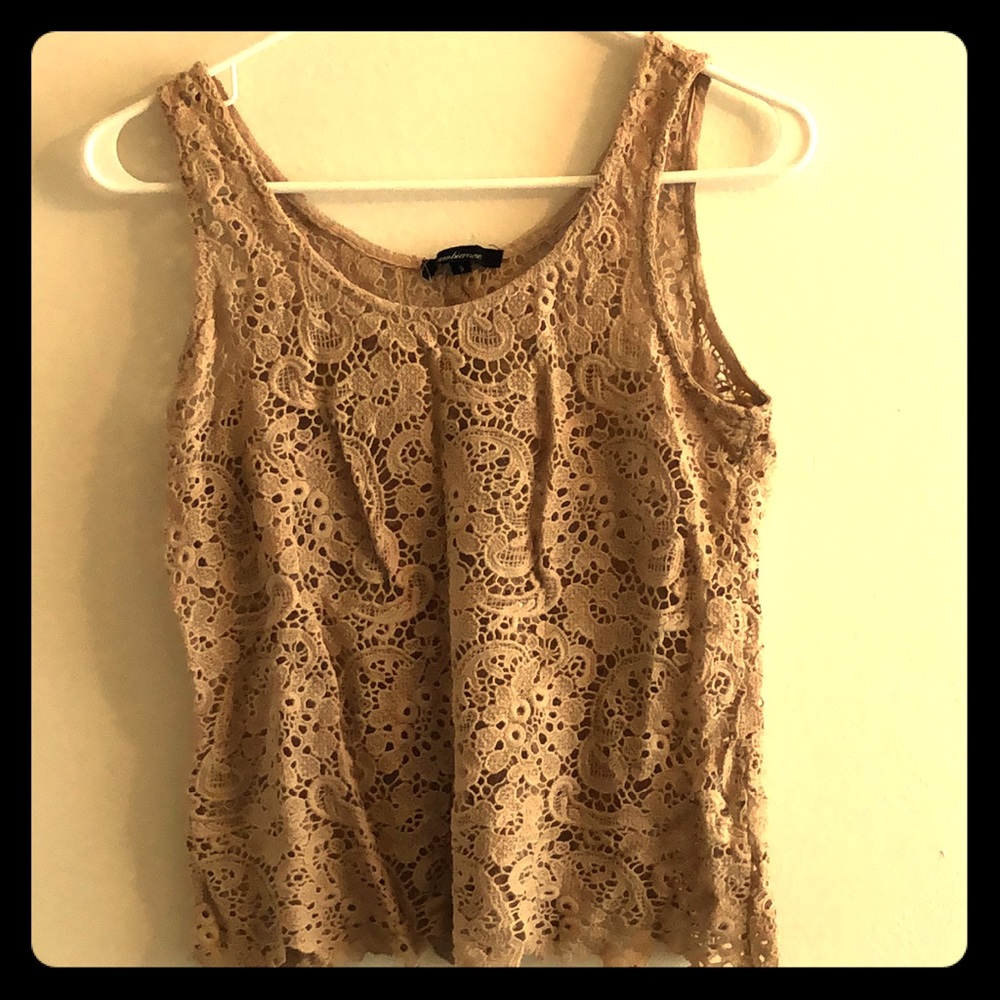 Nude see through floral crop top